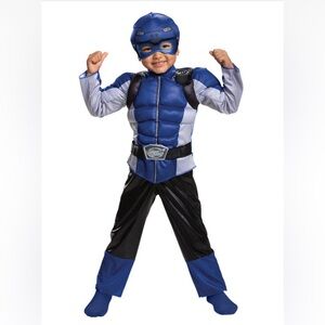 Power Rangers Blue Ranger Beast Morpher Muscle Costume & Mask Set Toddler 3T-4T